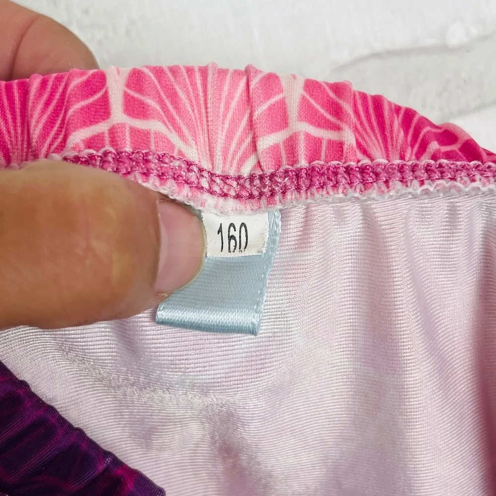 Kids Mermaid Tail Swim Coverup Pink Blue Scale Print Flipper Slit Skirt